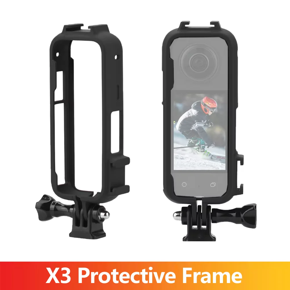 Protective Frame for Insta360 X3, Plastic Housing with Cold Shoe Mount & 1/4 Thread Hole, Shockproof Scratch Resistant Cover