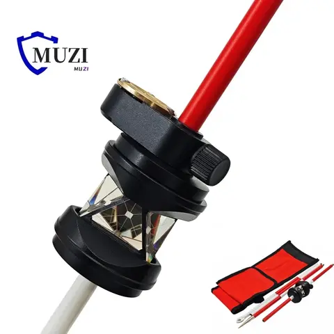 360 Degreen Sliver Coated Mini Reflector Prism with Bubble + 4pcs 30cm Pole for Topcon for Sokkia Trimble Total Survey Station