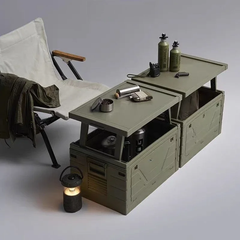 Outdoor Folding Furnishings Table and Storage Box with High Aesthetic Value, Multifunctional Mini Leisure Portable Camping Table