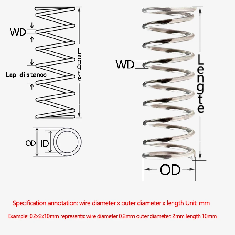 304 Stainless Steel Compression Spring, Y-shaped Shock Absorption Return Spring, Wire Diameter 1.5mm, 10Pcs, Customizable