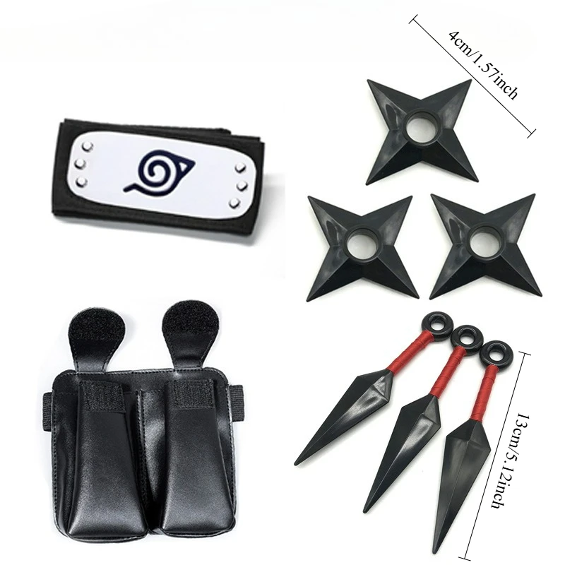 Anime Hatake Kakashi Cosplay Handschuhe Maske Stirnband Anime Zubehör Kunai Spielzeug Actionfigur Handschuhe Stirnband Uchiha Set Geschenk – Detail 7