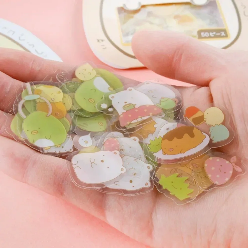 PVC Cartoon Kawaii Pvc Stickers Decoration DIY Lovely Cat Bear Sticker for Diary Transparent Good Adhesion