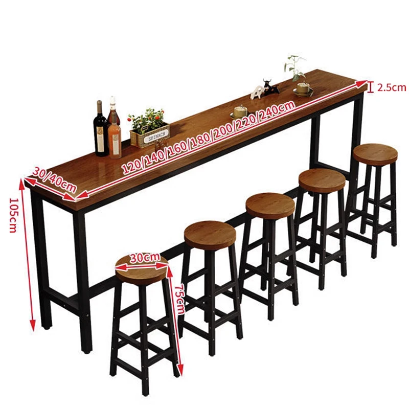 Bureau De réception à domicile élégant, Design rétro étroit, comptoir De Bar esthétique, dessus en bois, meubles commerciaux