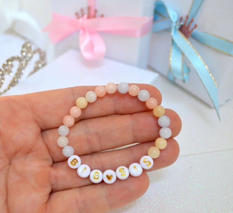 Big Sister Gemstone Bracelets, Big Sister Announcement, Big Sister Jewelry, Big Sister Gift, Big Sis, Little Sis, Personalized G