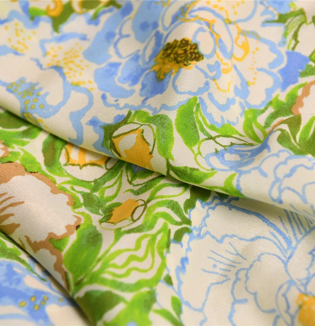 3m Txl Hand-Painted Silk Crepe de Chine Fabric Vibrant Floral Print Lilly Order Sunny Vacation Dress Material