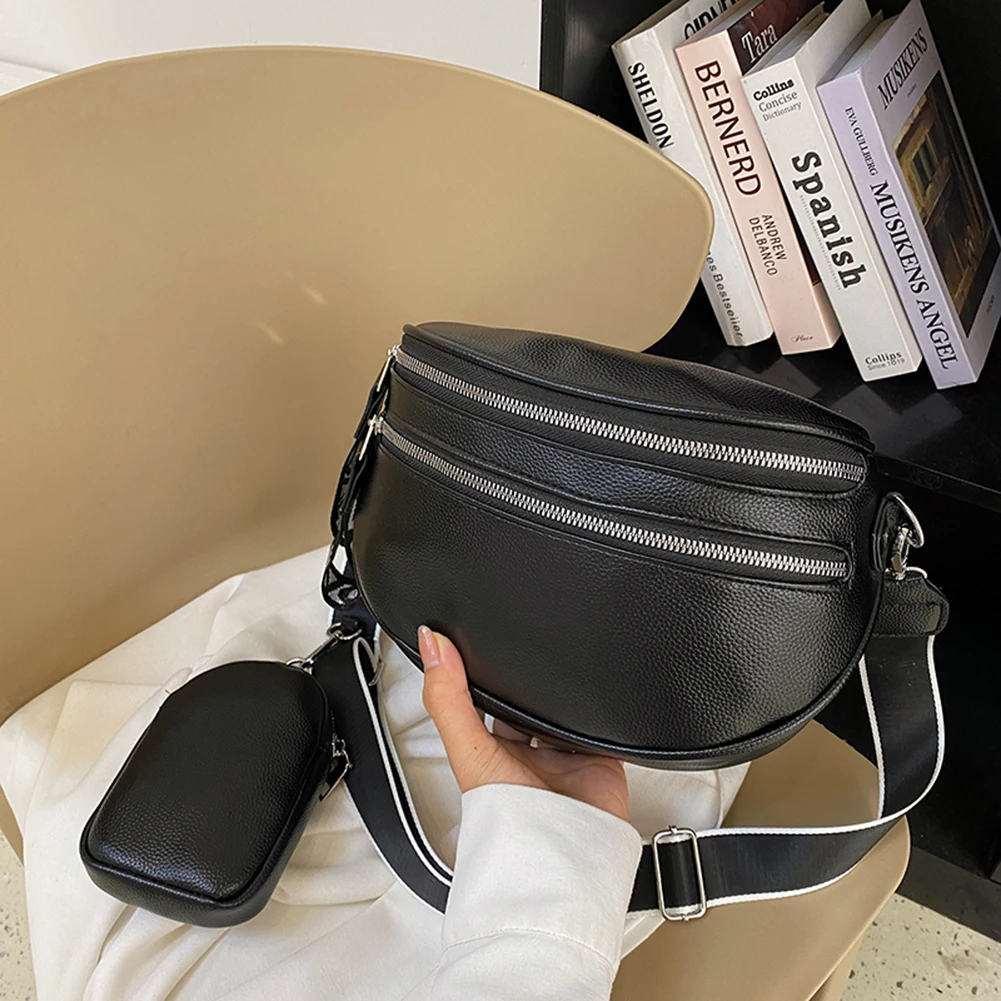 حقيبة صدر متعددة الجيوب، حقيبة ساعي البريد للسيدات من جلد البولي يوريثان، كاجوال مع محفظة صغيرة ناعمة ومحمولة وقابلة للتعديل للتسوق للفتيات #2