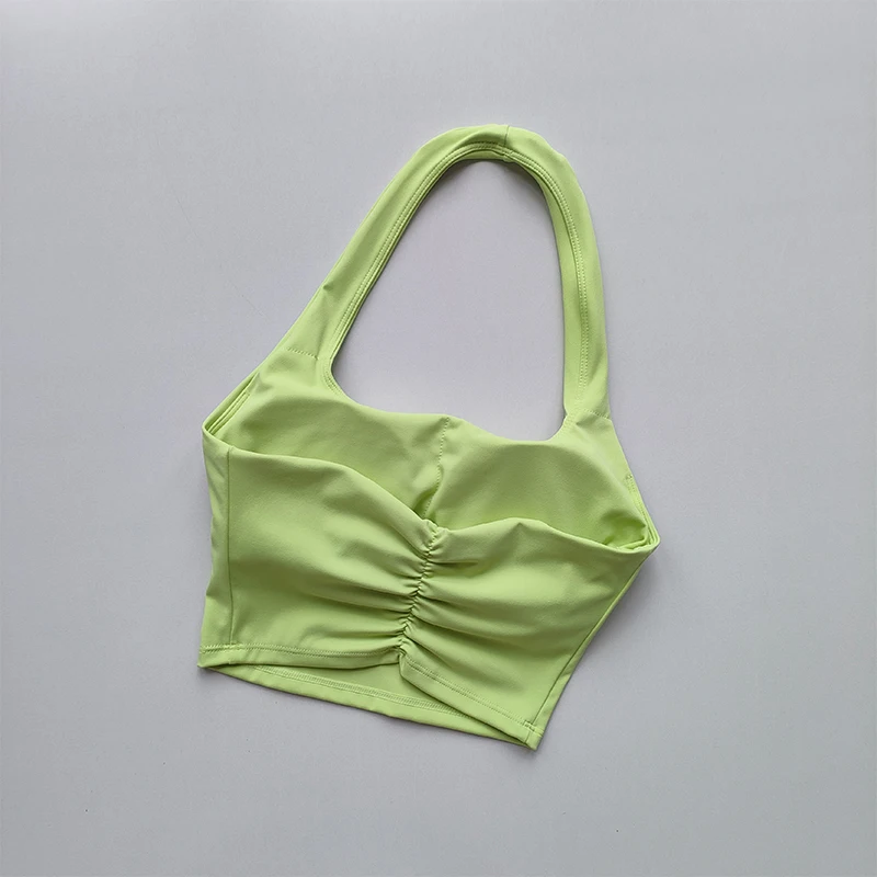 Sommer Neu Sexy Neckholder mit Brustpolstern, Sport-BH mit schönem Rücken, Damen Leichter Luxus-Mode, Einzigartiger Plissierter Sport-BH – Detail 4