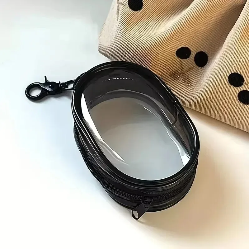 Mini Portable Multifunctional Storage Bag with ZipperTransparent Travel Case for Headphones Chargers with Keychain Organizer