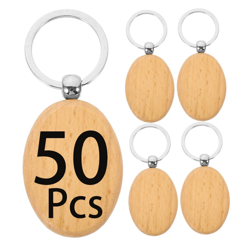 

50Pcs Wooden Keychain for Teacher Students Back To School Gifts