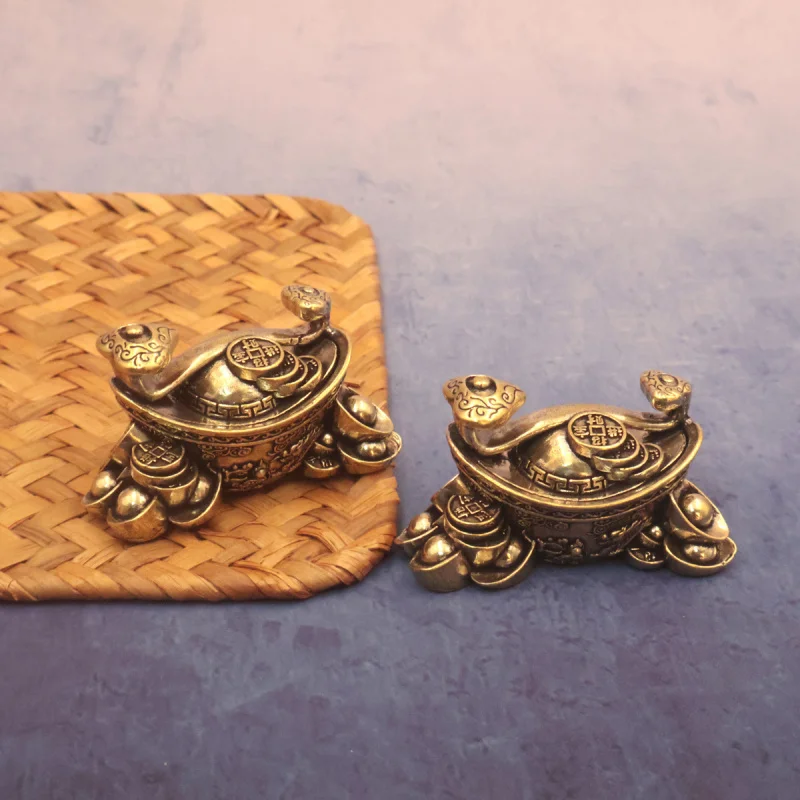 New Retro Brass Auspicious Ruyi Wealth-Attracting Yuanbao Office Desk Decoration Ornament