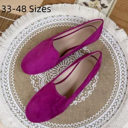Women's Long Toe Seam Flats Long Toe Flock European And American Loafers For Driving And Walking Wide Fits Plus Sizes 33-48 28cm