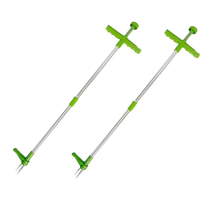 2 Pack Stand-Up Weeder Root Removal Tool 39inch Long Reinforced Aluminum Pole Manual Remover Weed Puller Hand