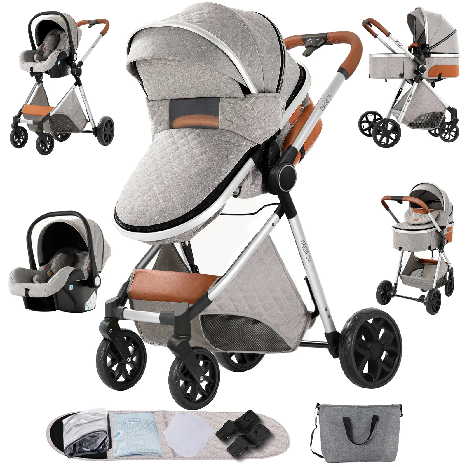 Kinderwagen voor kinderwagen 3-in-1 kinderwagen met opbergmand Lichte kinderwagen babyauto's babyaccessoires, kinderwagen voor kinderautostoeltje