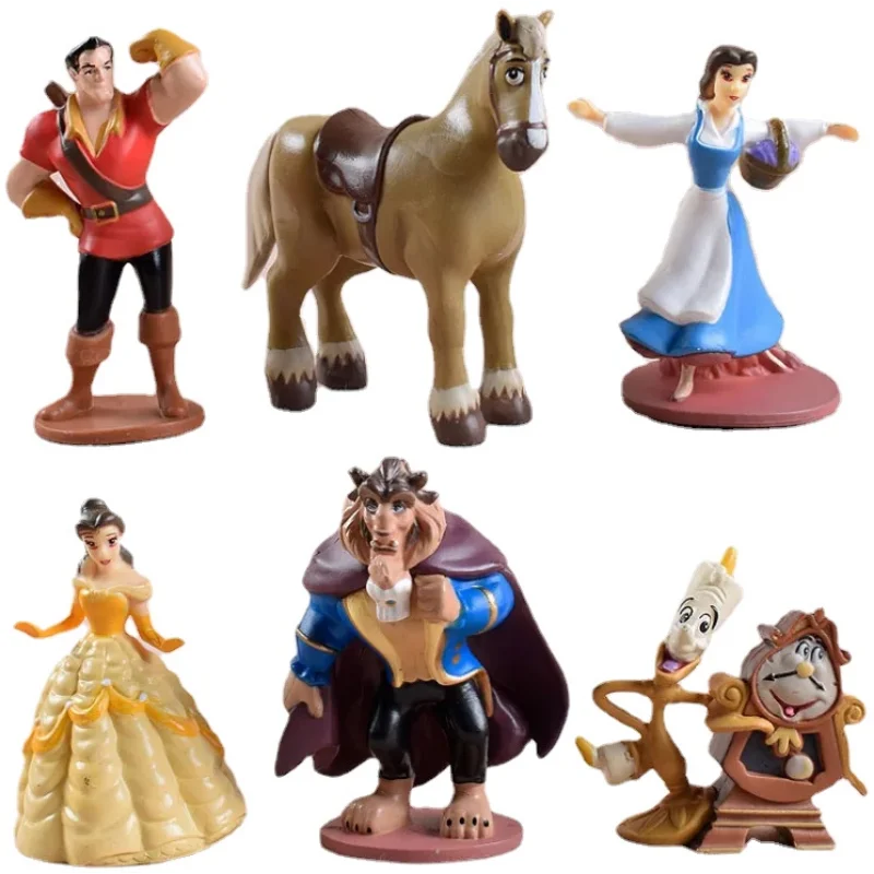 6 unids/set Disney La Bella y La Bestia figura de acción de dibujos animados Anime Kawaii modelo juguetes decoración colección estatuilla niños regalo de Navidad