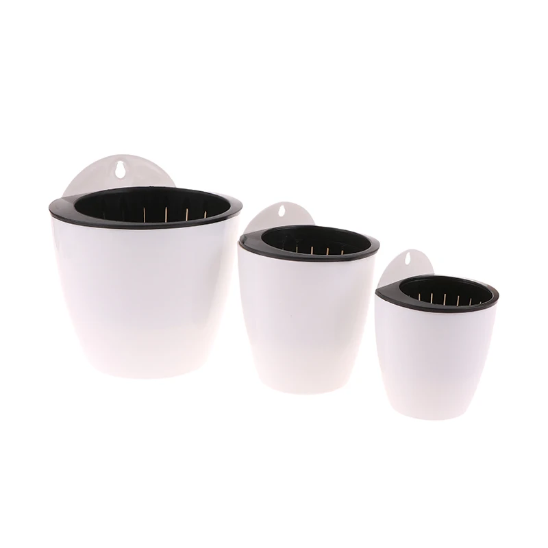 Wall-Mounted Indoor Automatic Water-absorbing Flowerpot Plastic Flowerpot Succulent Green Dill Green Plant Flower Pot Decor