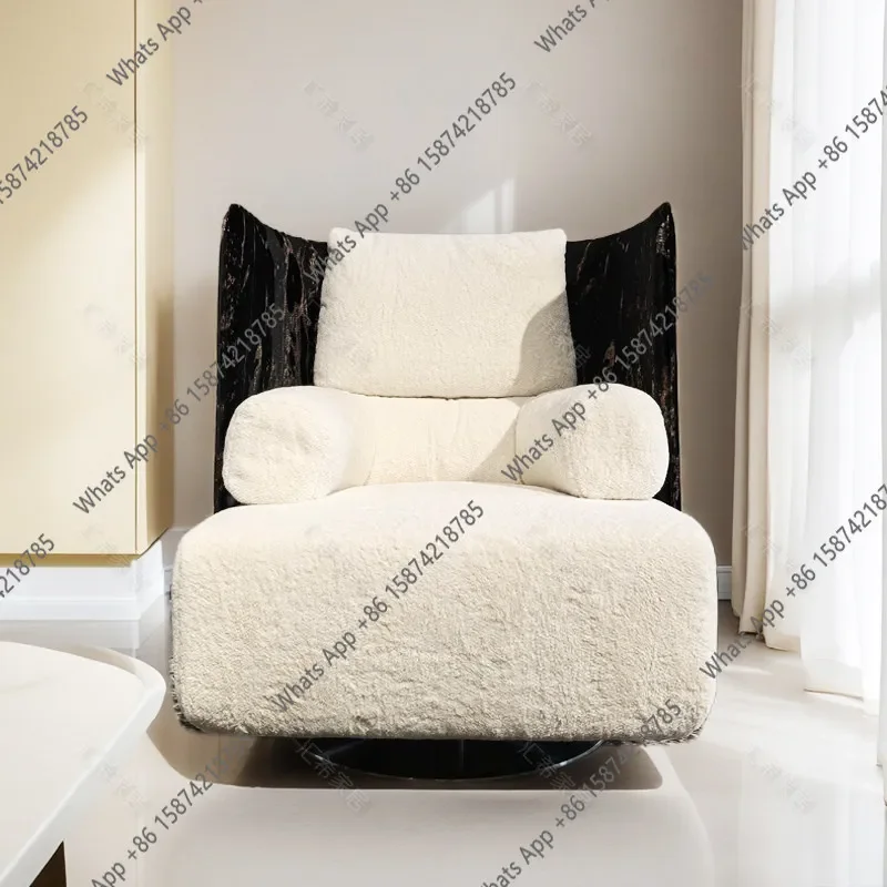 Designer Surrounded By Single Swivel Chair Sofa Black And White Small Apartment Minimalist Bedroom Balcony Negotiation X