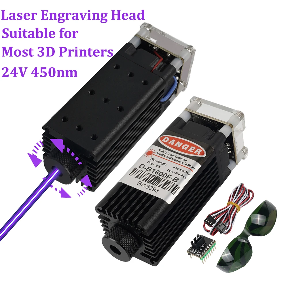 24V 450nm Laser Engraving Head For KP3S PRO Ender 3 Ender 5 CR10 ANYCUBIC 3D Printer Laser Engraving Print Head 3D Printer Parts