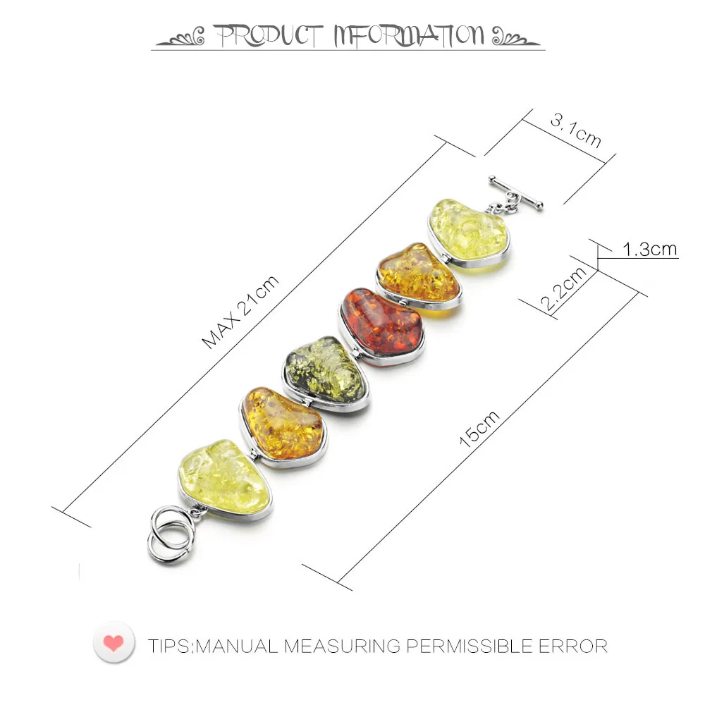 Exquisite Link Bangle Baltic Faux Amber Simulated Elegance Honey Stylish Bracelet For Women Girls Multicolor Jewelry DL82101