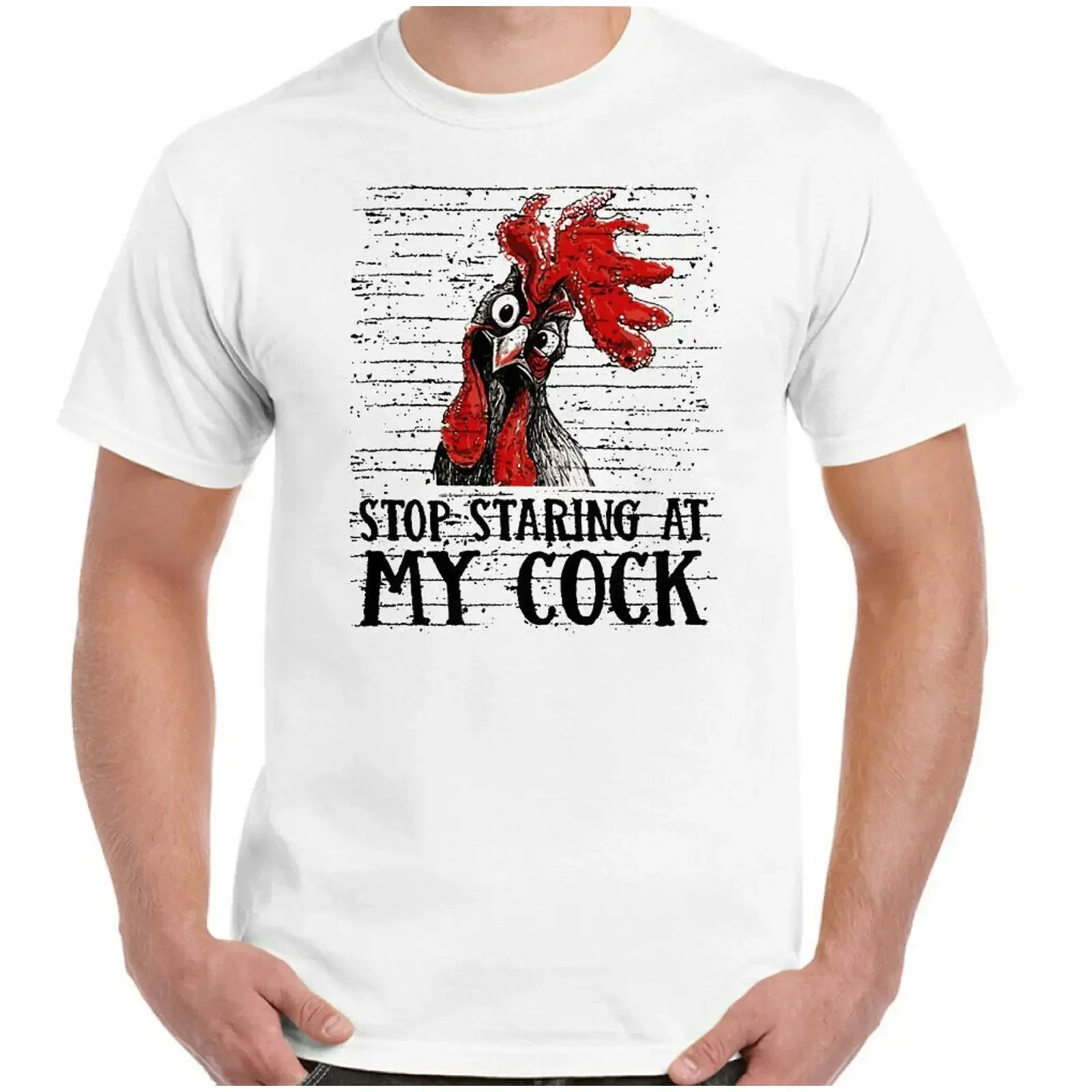 STOP STARING at MY COCK T Shirt Herren Lustiger Spruch Unhöflich Offensiv Tier Top vintage Washed Breathable Unisex Stretched