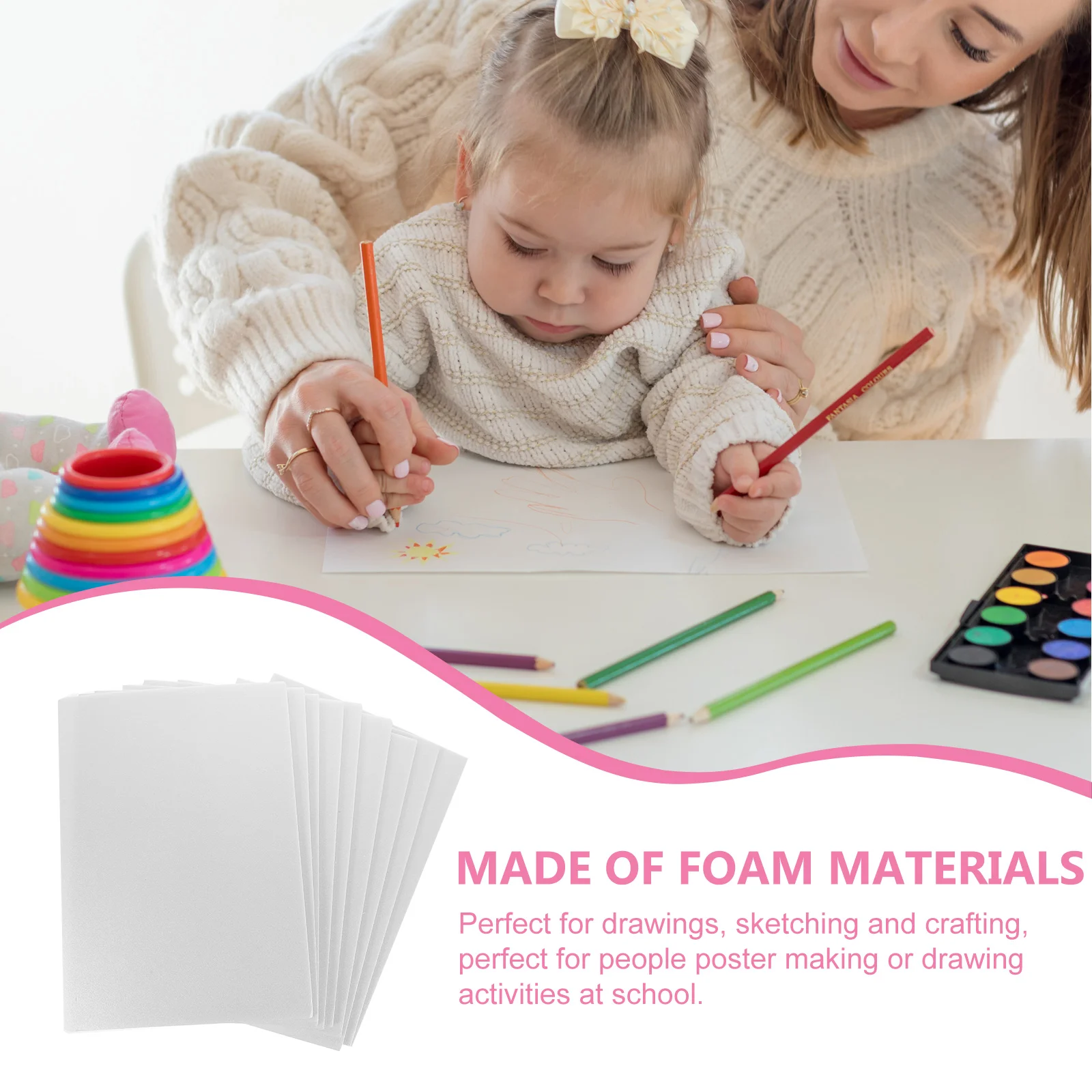 10 Sheets Handicraft Foams DIY Project Supply Core Board Printmaking Paper Poster White