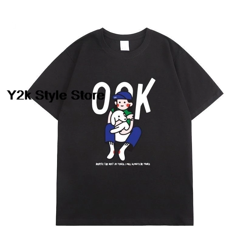 Футболка LingOrm Same TShirt Lingling Kwong Orm Fashion OOK с мультяшным принтом и надписями летняя из высококачественного хлопка коротким рукавом