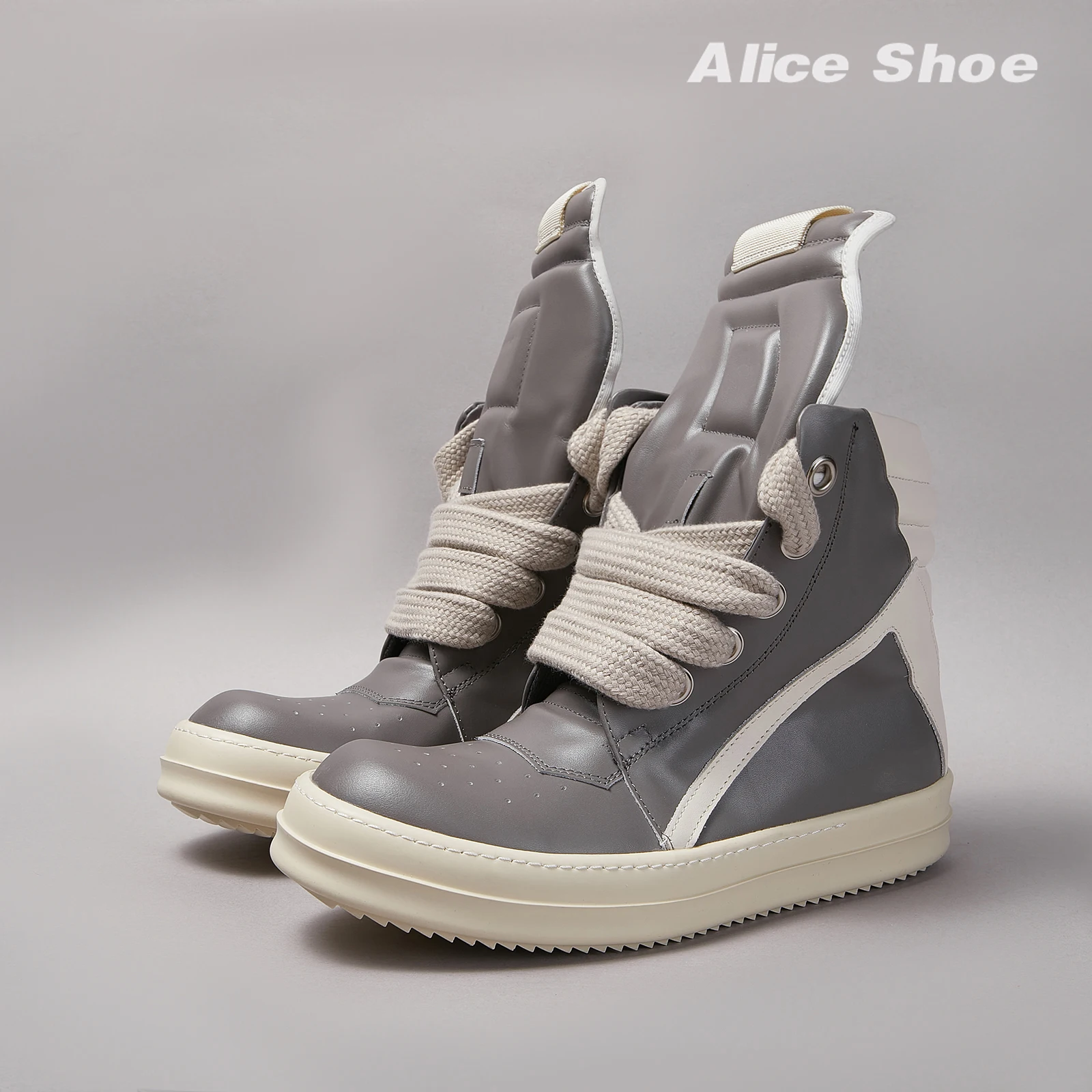 Designer Men Shoe Jumbo Lace Up Women Ankle Boot High Top Quality owen Women Sneaker Geobasket Grey Leather Zip Flat Luxury Shoe