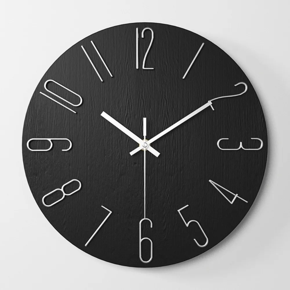 30cm 12inch Round Wall Clocks Battery Operated Accurate Numerals Wall Mounted Clock Simple Easy-to-read Hanging Clock