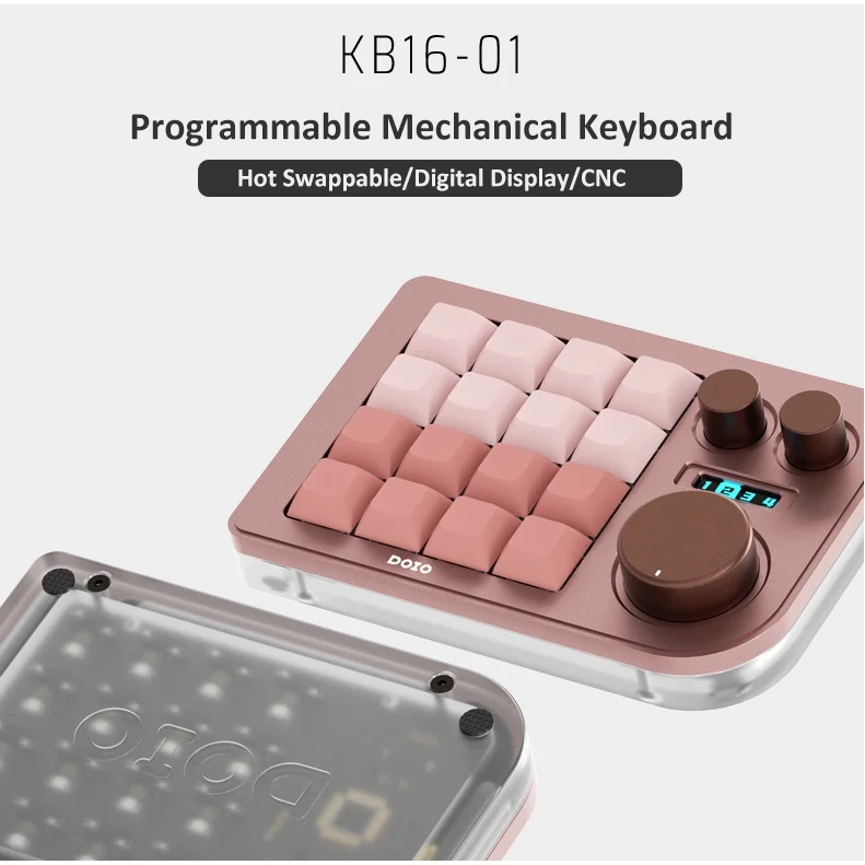 DOIO Mini Keyboard 16 Keys Knob Controller Customized QMK VIA KB16-01 Designer Keypad Small Keyboard