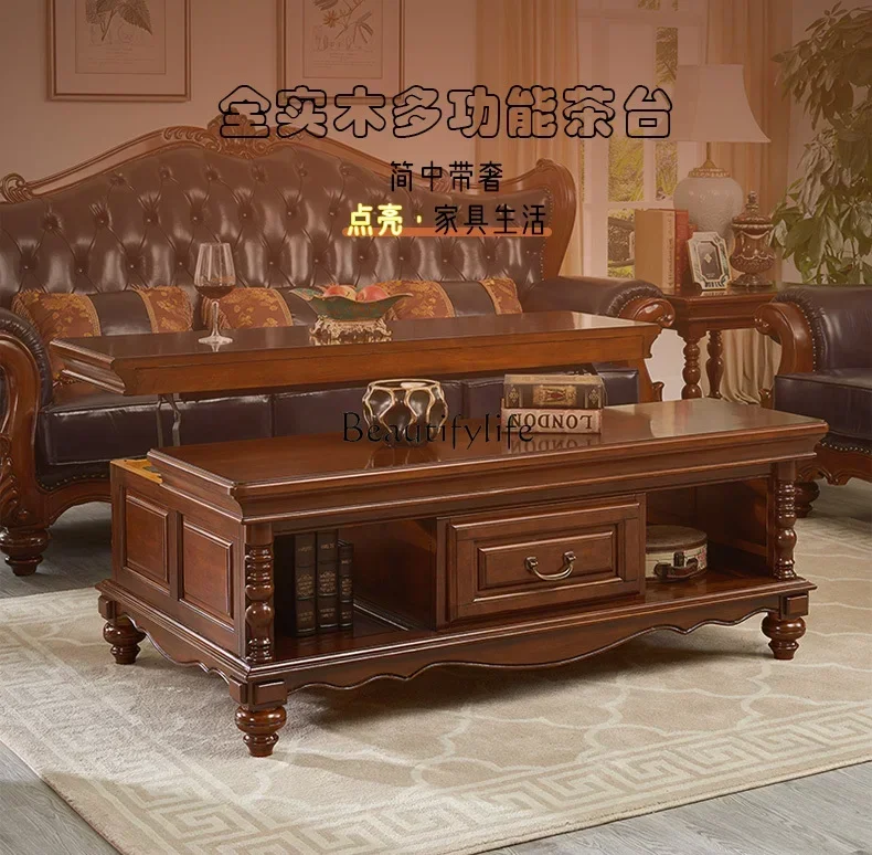 

yj9 American-style Coffee Table Pure Solid Wood European-style Tea Table Vintage