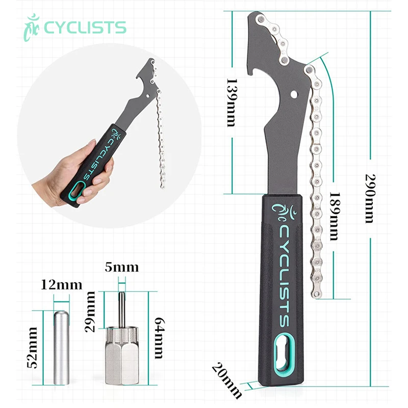 CYCLISTS Bicycle Cassette Flywheel Wrench MTB Road Bike Freewheel Installation Tool Remover Cycling Repair Tools Accessories