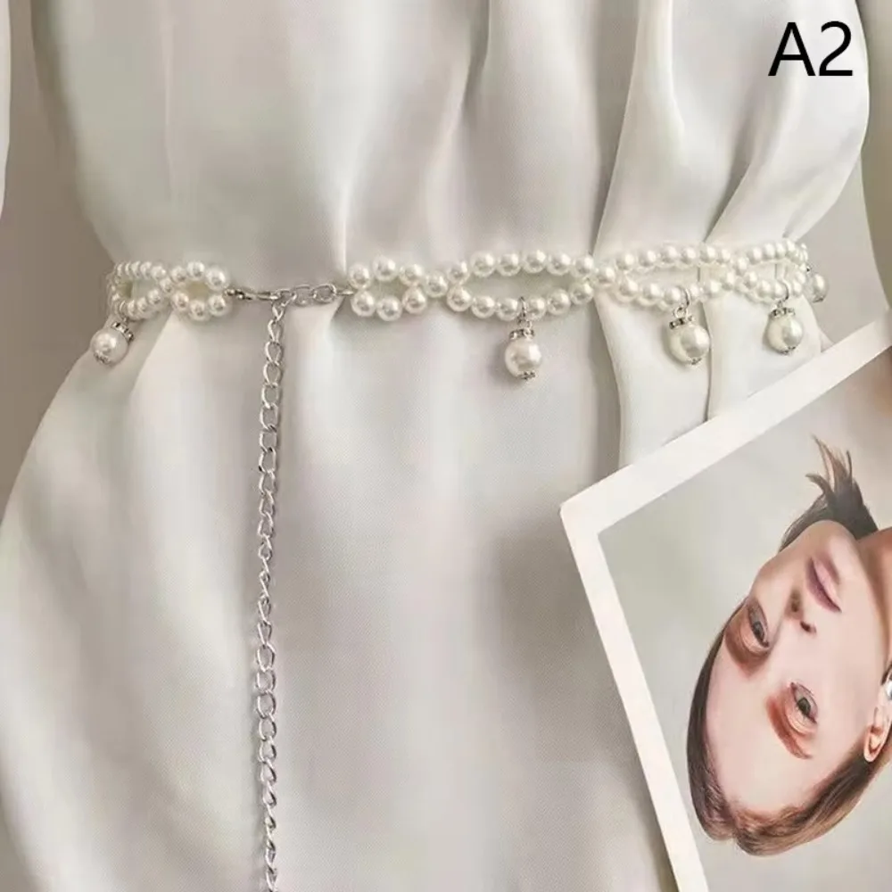 Nuevo Cadenas de cintura con perlas de 100cm, accesorio de cintura, cinturón versátil, temperamento, cinturón de perlas elegante para mujer