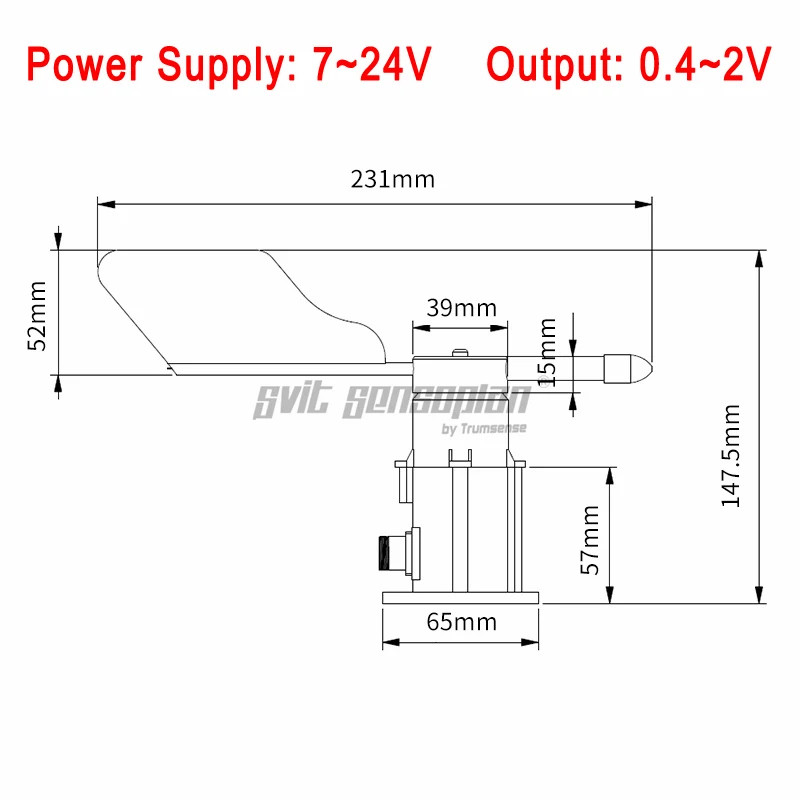 

Trumsense STTWD724042C Polycarbon Wind Orientation Sensor Anemoscope 7 to 24V Power 0.4 to 2V Output for Breeding or Industry