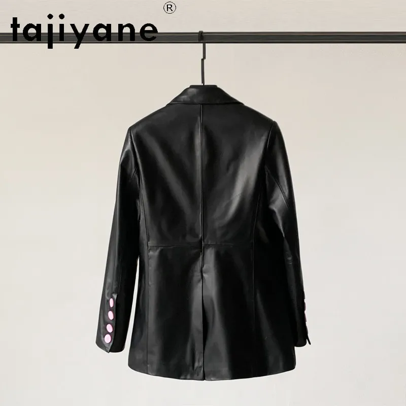 TAJIYANE Real Sheepskin Leather Jacket Woman Mid-Length Color-Blocked Blazer Coat Fashion Autumn Jackets 2026 Women Clothing 코트