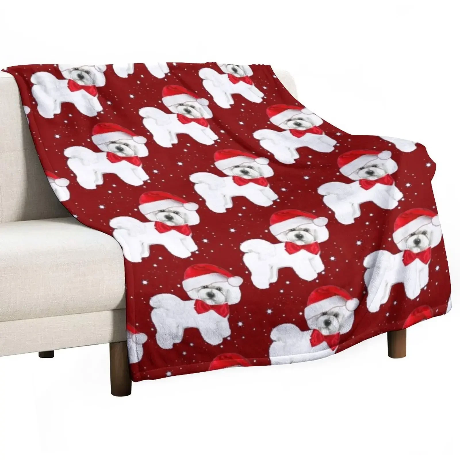 

Bichon Frise Santa Hat Throw Blanket cosplay anime Tourist Furry Luxury Throw Blankets