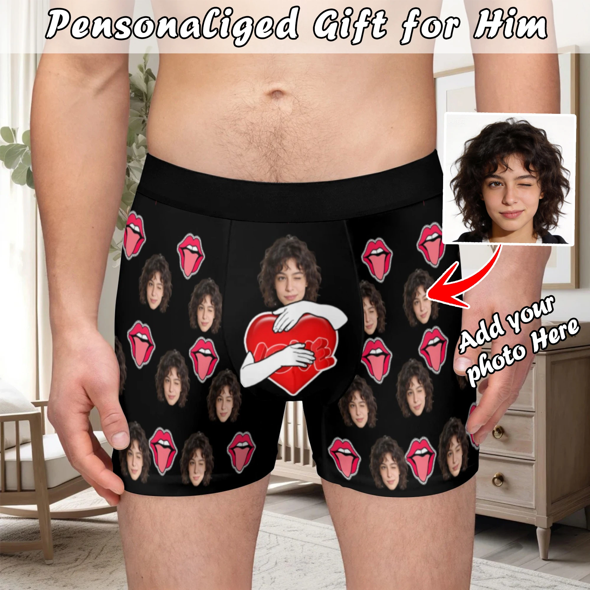 Personalized facial photo customization flat underwear customization men's Valentine's Day gift for husband gift for father