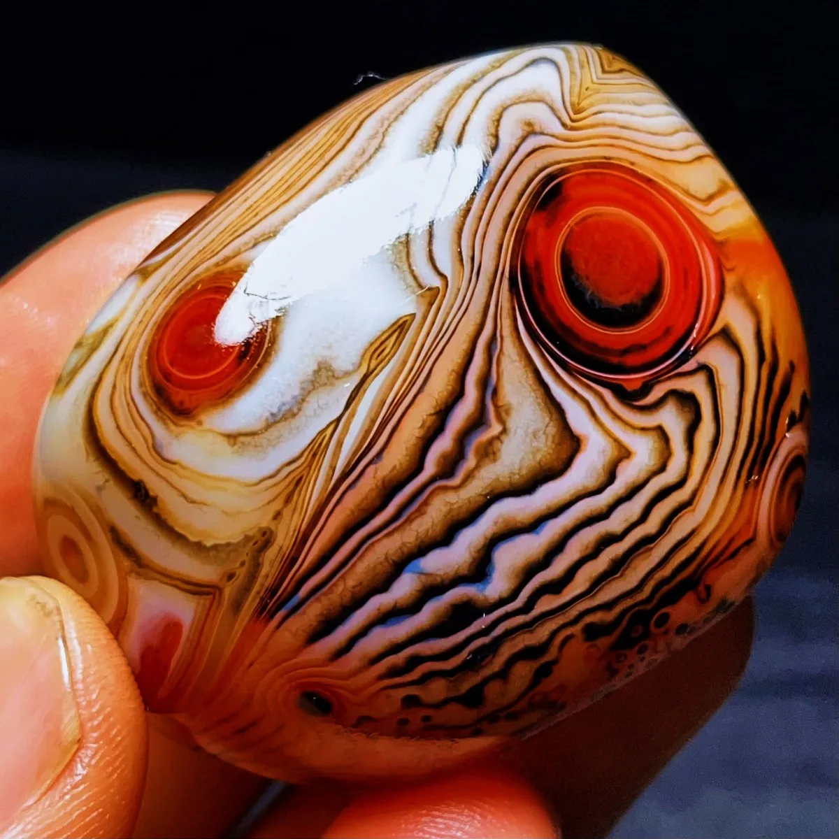 Colorful Pattern Banded Agate Palm Stone, Tumbled Polished, Decor Stone, Jewelry Making, Natural Stone, Crystal Collection