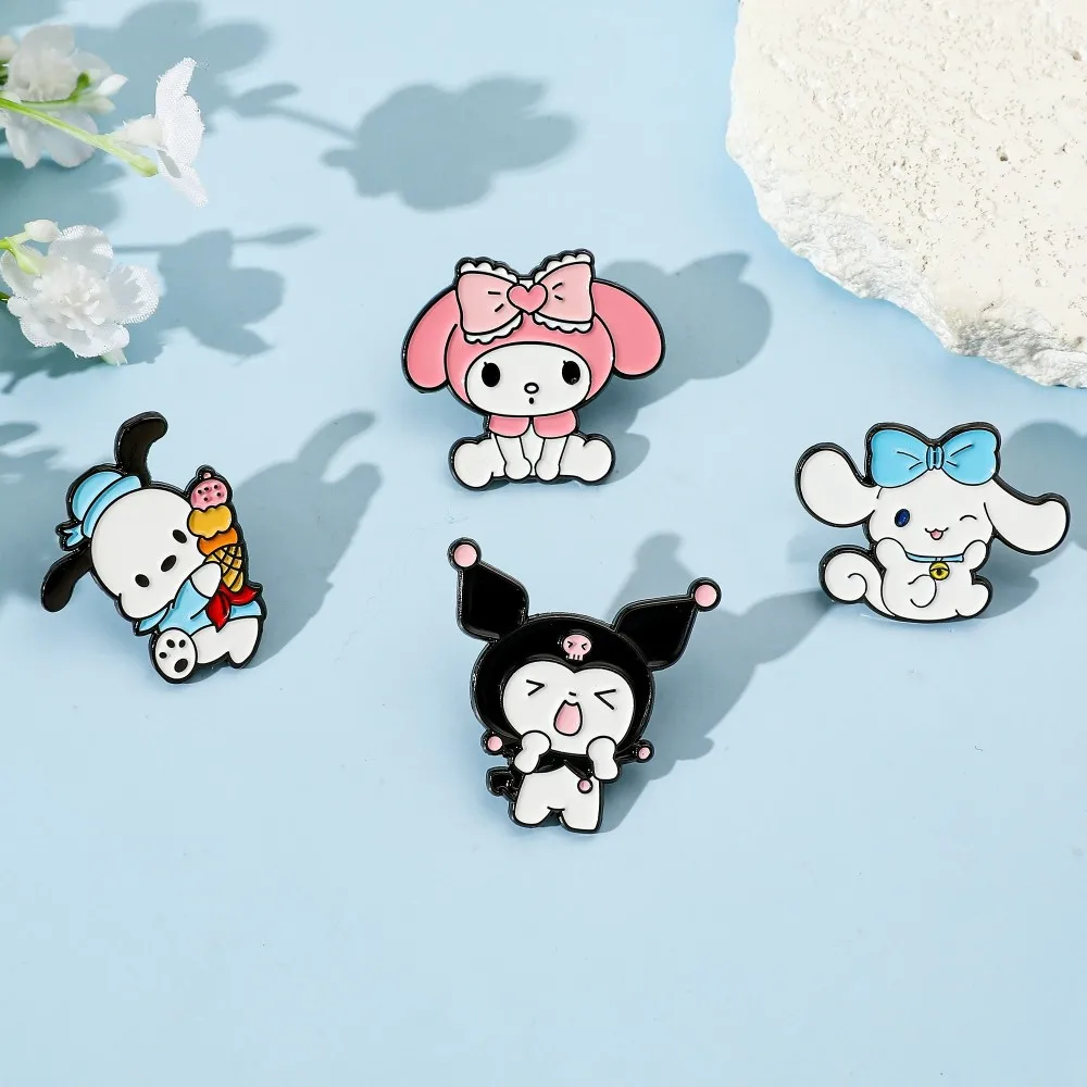 Sanrio Metal Brooch Pin Badge Kuromi My Melody Cinnamonroll Pochacco Anime Design Enamel Pins for Women Christmas Jewelry Gift