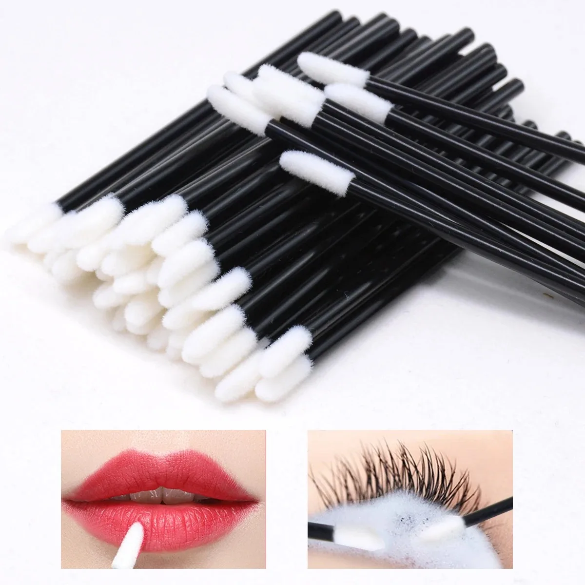 100PCS Pennello per labbra usa e getta Pennelli per trucco Applicatore per estensione ciglia Bacchette per rossetto Set Strumenti per trucco colorato cosmetico