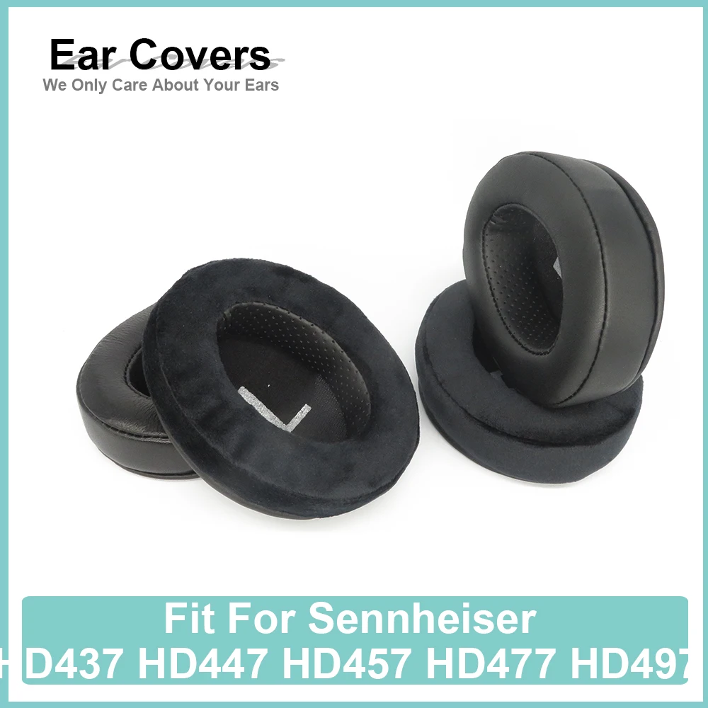 Earpads For Sennheiser HD437 HD447 HD457 HD477 HD497 Headphone Earcushions Protein Velour Sheepskin Pads Foam Ear Pads Black