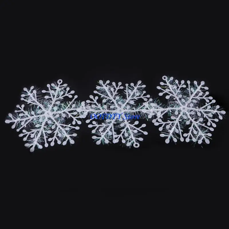 367A 3 pcs White Snowflake Ornaments Christmas Tree Deco Festival Decortion