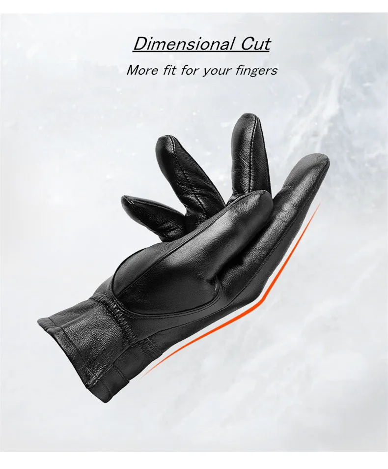 Winter Gloves for Men Sheepskin Leather Touch Screen Men's Gloves High Quality Warm Full Finger Men Mittens Driving Riding
