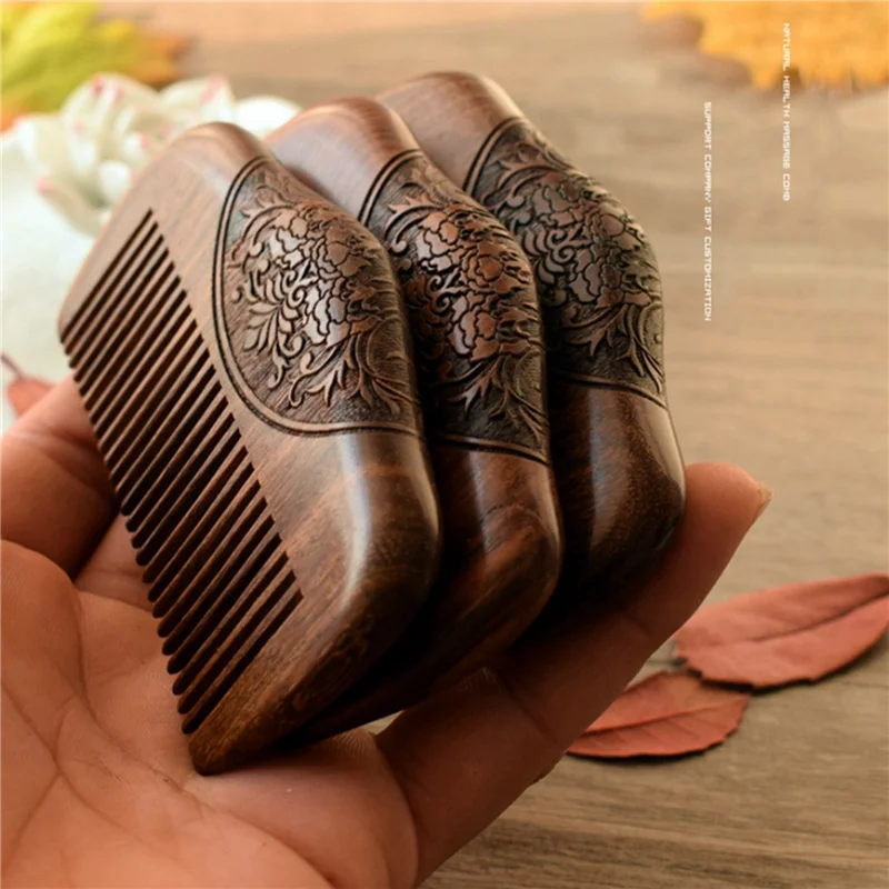 A50Q-4X Pocket Comb Sandalwood Green Natural Super Narrow Dent Wood Combs Static Lice Beard Comb Hairstyle Sandalwood Comb