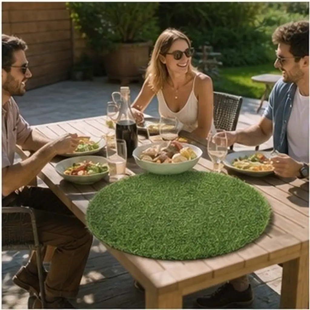 Simulation Grass Tablecloth Round Decorative Artificial Grass Table Cover Picnic Wedding Dining Outdoor Table Decor