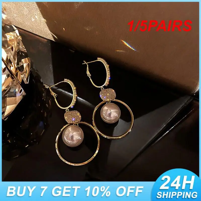 1/5PAIRS Light Weight Long Earrings Fashion Popular Accessories Easy To Put And Take Off Hoop Earrings Pearl Earring