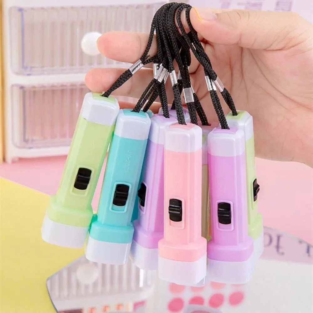 5/10Pcs Macaron Color LED Mini Flashlight Keychain Torch Strong Light Light LED Flashlights Small Pocket Light