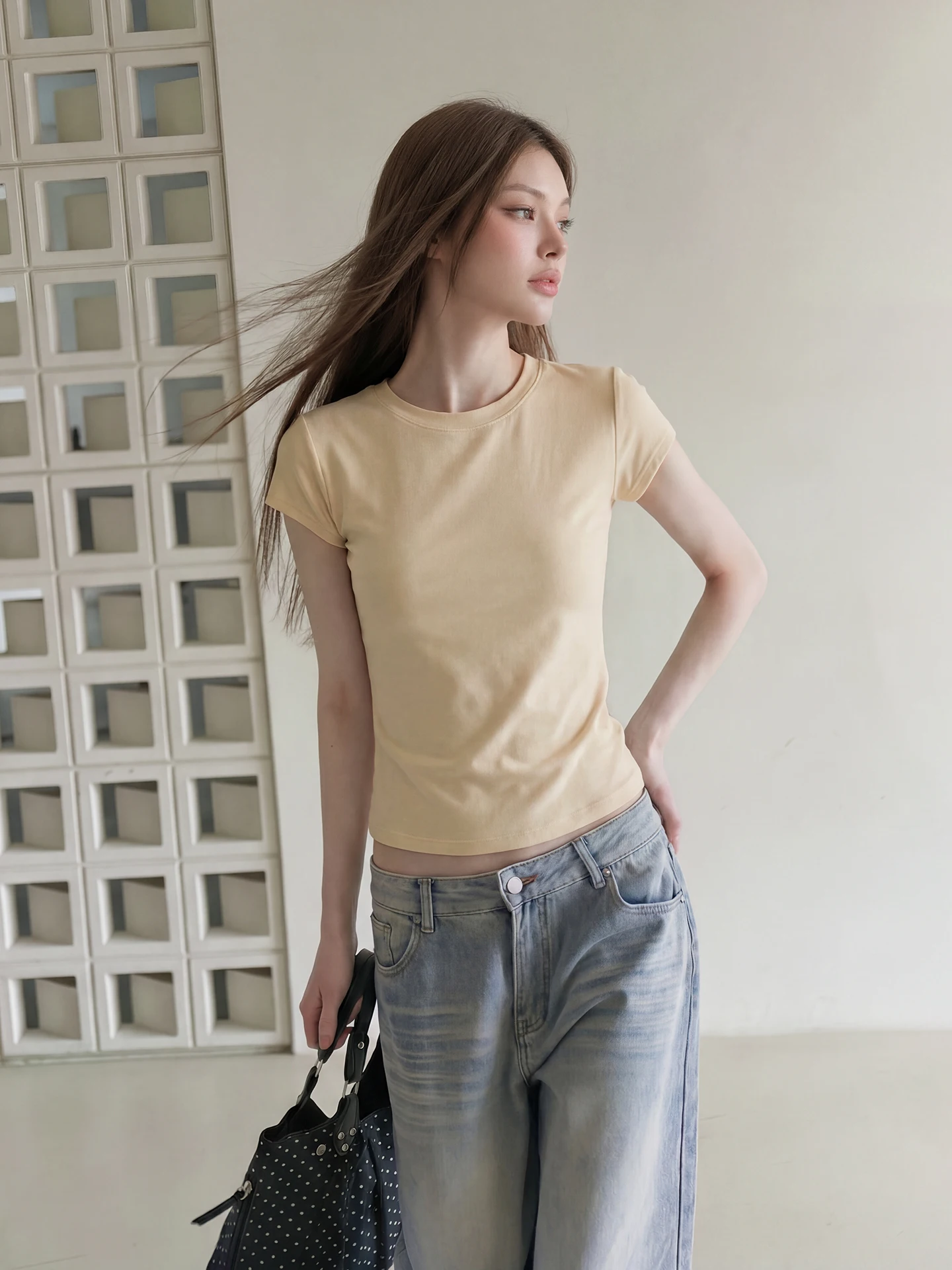 La Chapelle Peach Short Sleeve Slim Fit Women's T-shirt Korean Style Cotton Comfortable Summer New Arrival Fashion Top