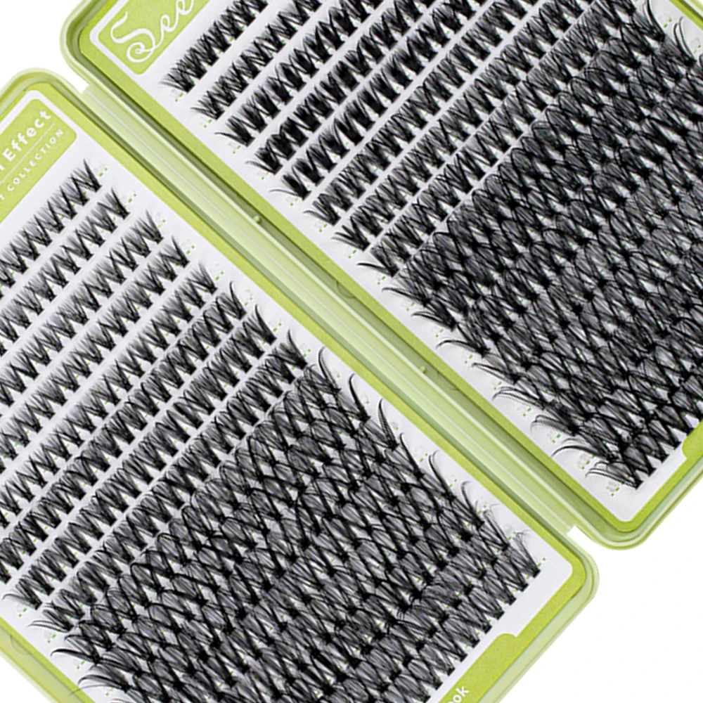 DIY Lash Clusters Extensions Kit Piekerige individuele wimpers Mix Lengte Cluster Wimperverlenging Bond en Seal Remover Pincet
