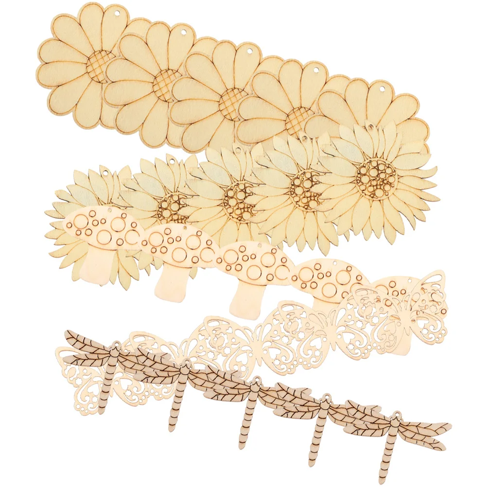 

50 Sets Painting Wood Pieces Lightweight Unfinished Wooden Slices DIY Craft Supplies Embellishments Kids Graffiti Coloring