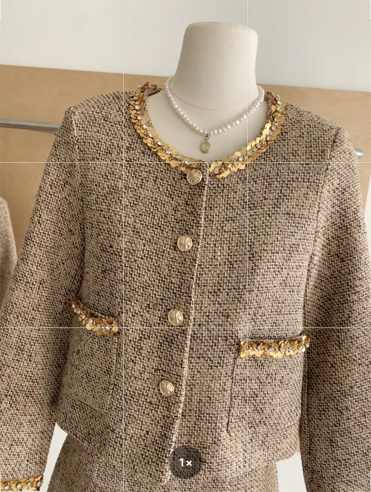 Chaqueta de estilo clásico refinada con lentejuelas para mujer, conjunto de heredera pequeña elegante de alta sociedad, ropa de oficina para mujer, otoño