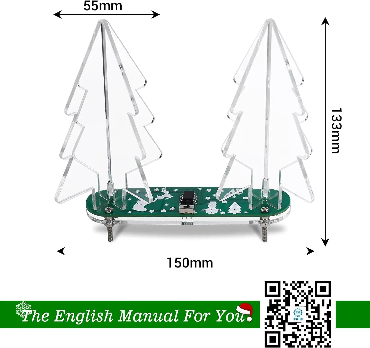 DIY Electronic 3D Gradient LED Christmas Tree Kit Acrylic DIP Components Micro USB Power Supply DC 5V